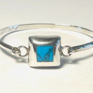 TURQUOISE AND SILVER BANGLE BRACELET